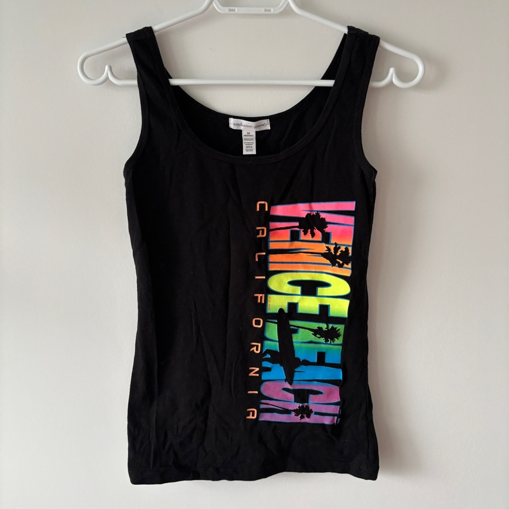 2/$10 Venice Beach California Rainbow Graphic Tank Top - size M